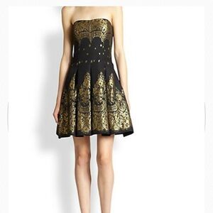 Aidan mattox gold/black mini party dress